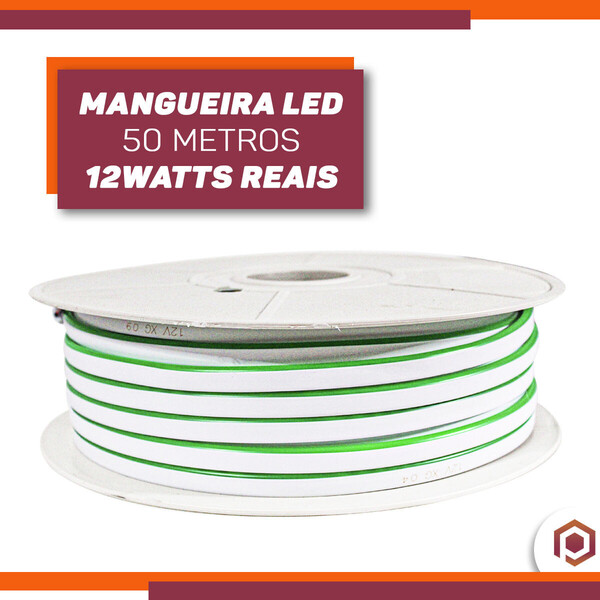 Mangueira de led rolo 50 metros verde 12v PCI Leds